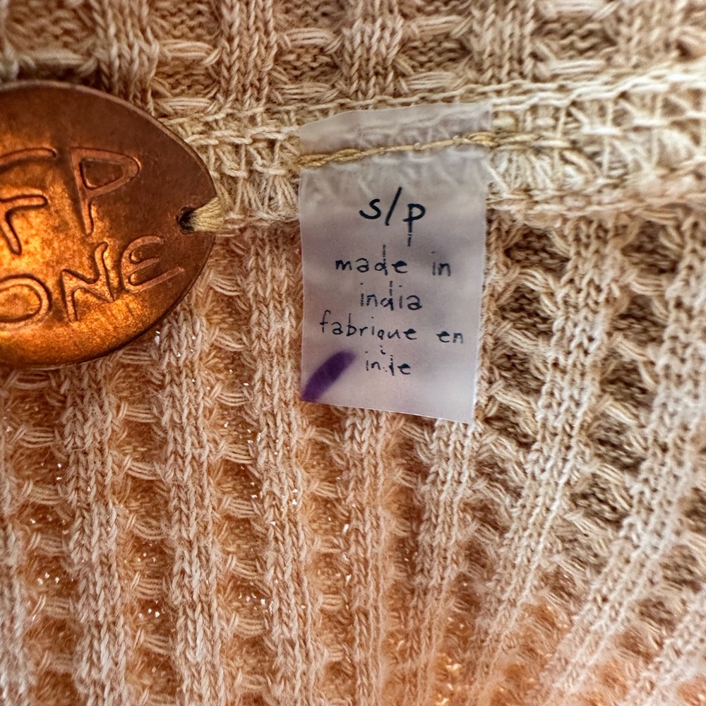 Free People Tan Waffle Knit Top - Picture 3 of 3